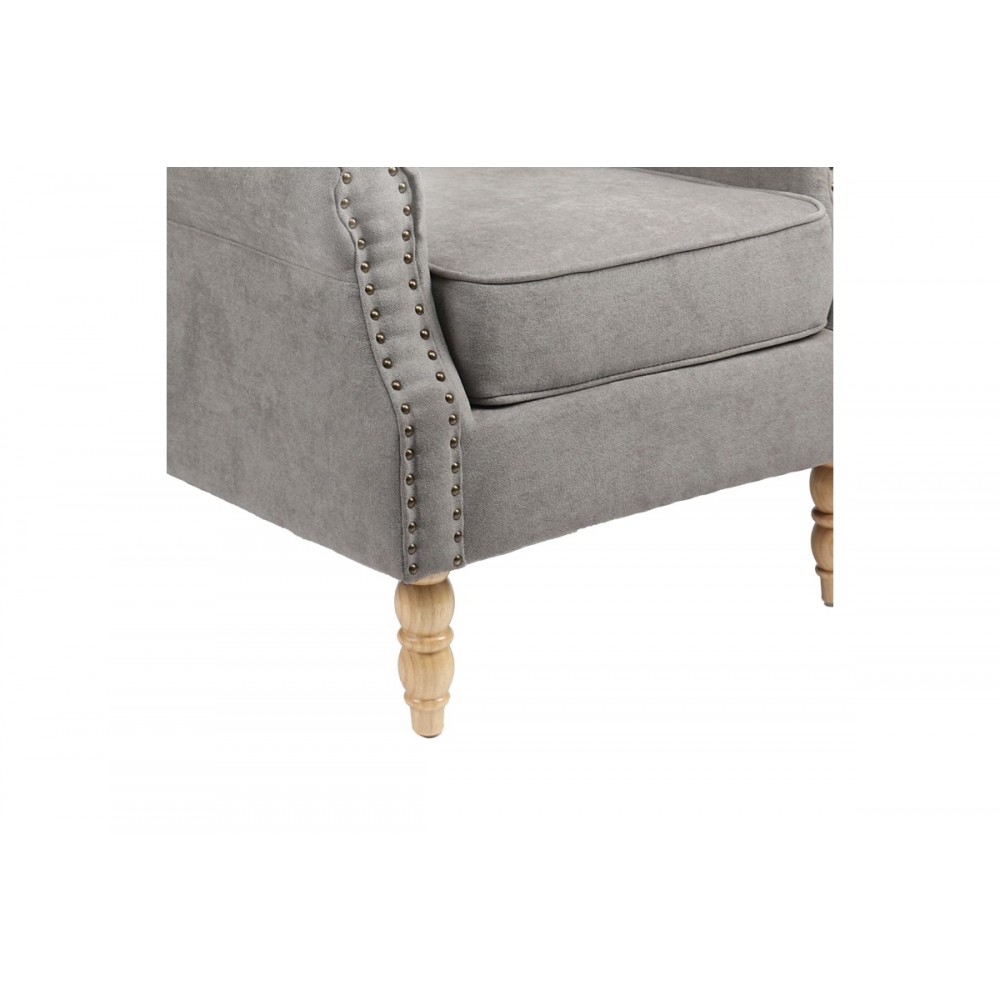 Πολυθρόνα "PIORE" από ύφασμα σε γκρι/φυσικό χρώμα 77x80x106