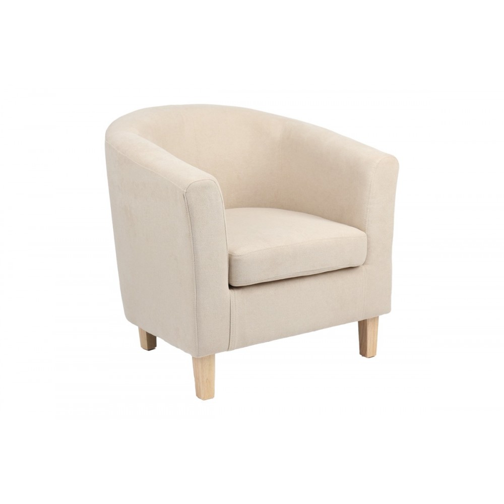 Πολυθρόνα "TRONMO" από ύφασμα σε κρεμ/φυσικό χρώμα 75x69x75