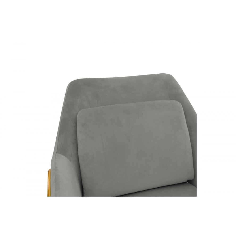 Πολυθρόνα "MIRA" από βελούδο/μέταλλο σε γκρι/χρυσό χρώμα 65x69x86