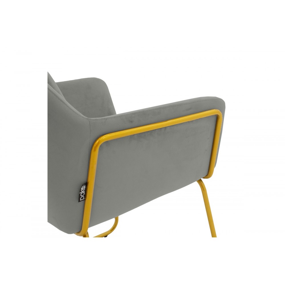 Πολυθρόνα "MIRA" από βελούδο/μέταλλο σε γκρι/χρυσό χρώμα 65x69x86