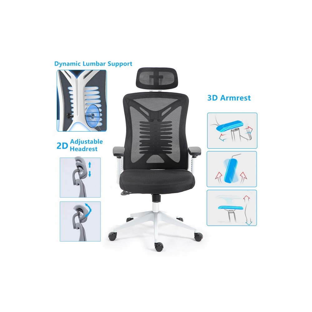 Καρέκλα γραφείου "ANDREW" από mesh ύφασμα σε ανθρακί χρώμα 65x61x125