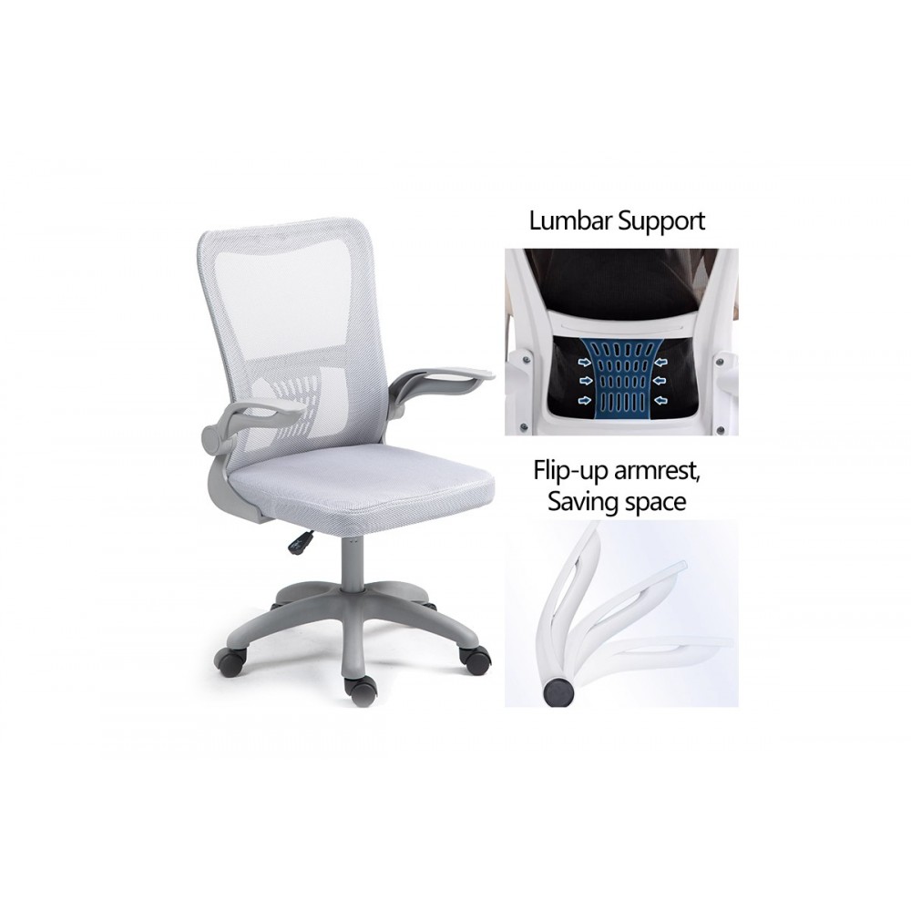 Καρέκλα γραφείου "ANNALISE" από mesh ύφασμα σε γκρι χρώμα 57x53x100