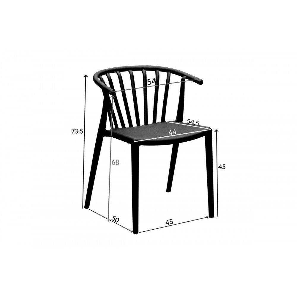 Πολυθρόνα "ZELMA" από πολυπροπυλένιο σε ανθρακί χρώμα 55x53x73