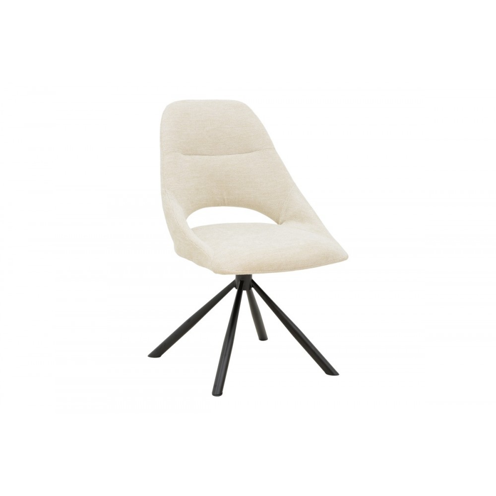 Καρέκλα "LUCIANO" από ύφασμα/μέταλλο σε κρεμ/μαύρο χρώμα 52x58x86