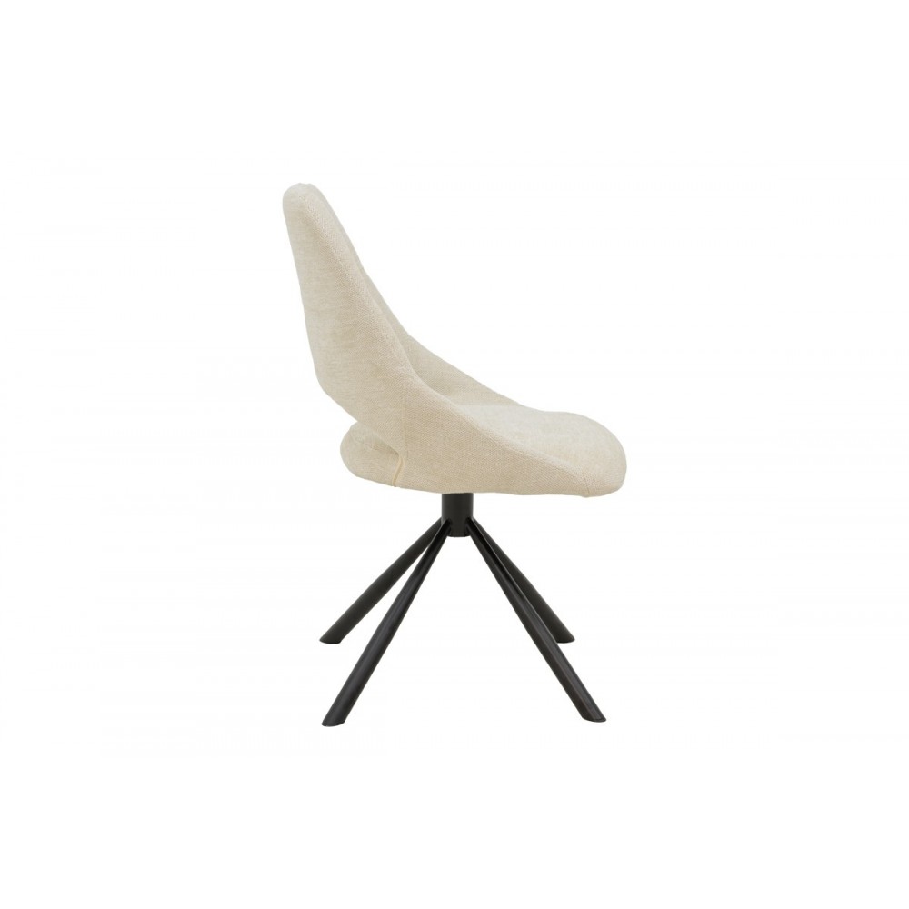 Καρέκλα "LUCIANO" από ύφασμα/μέταλλο σε κρεμ/μαύρο χρώμα 52x58x86