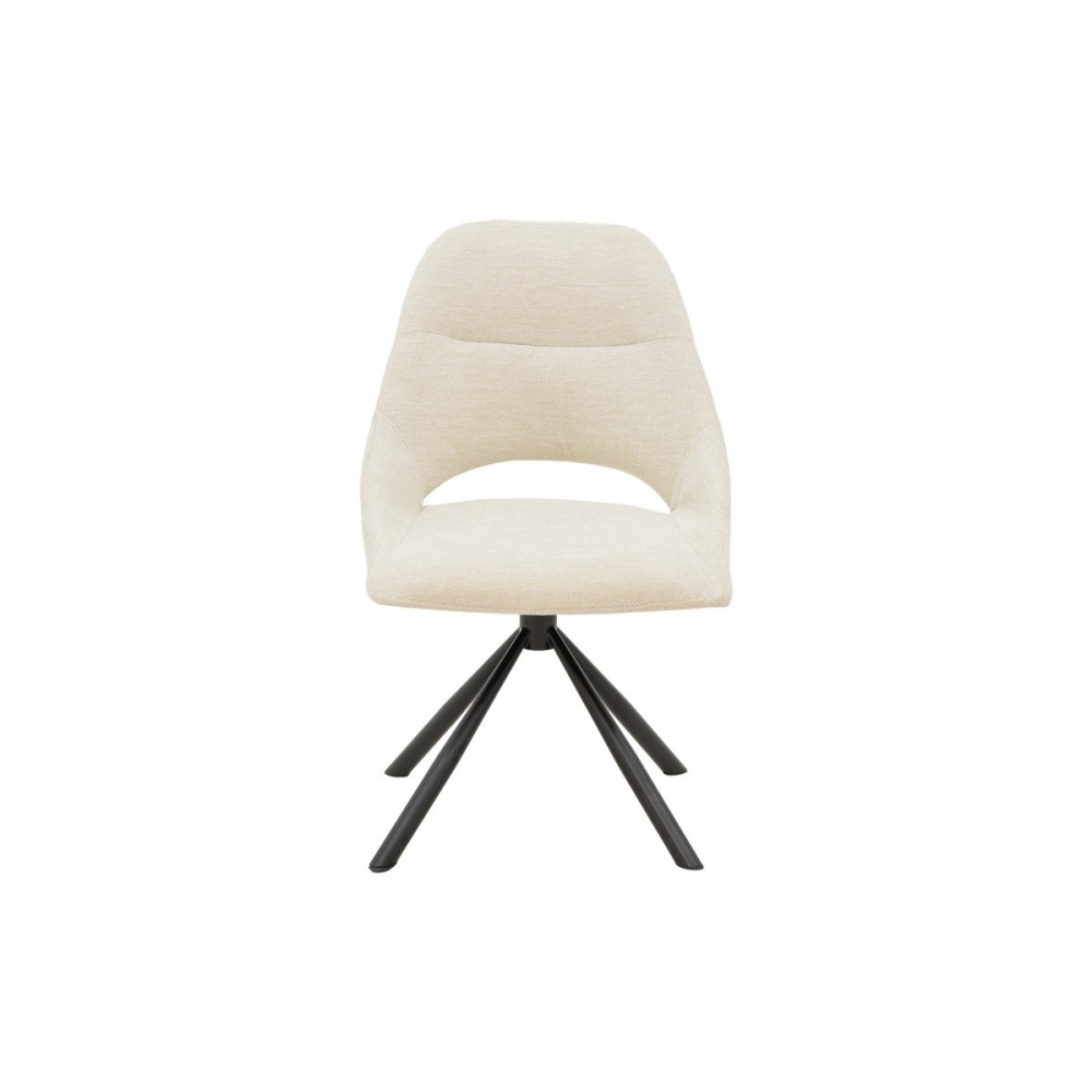 Καρέκλα "LUCIANO" από ύφασμα/μέταλλο σε κρεμ/μαύρο χρώμα 52x58x86