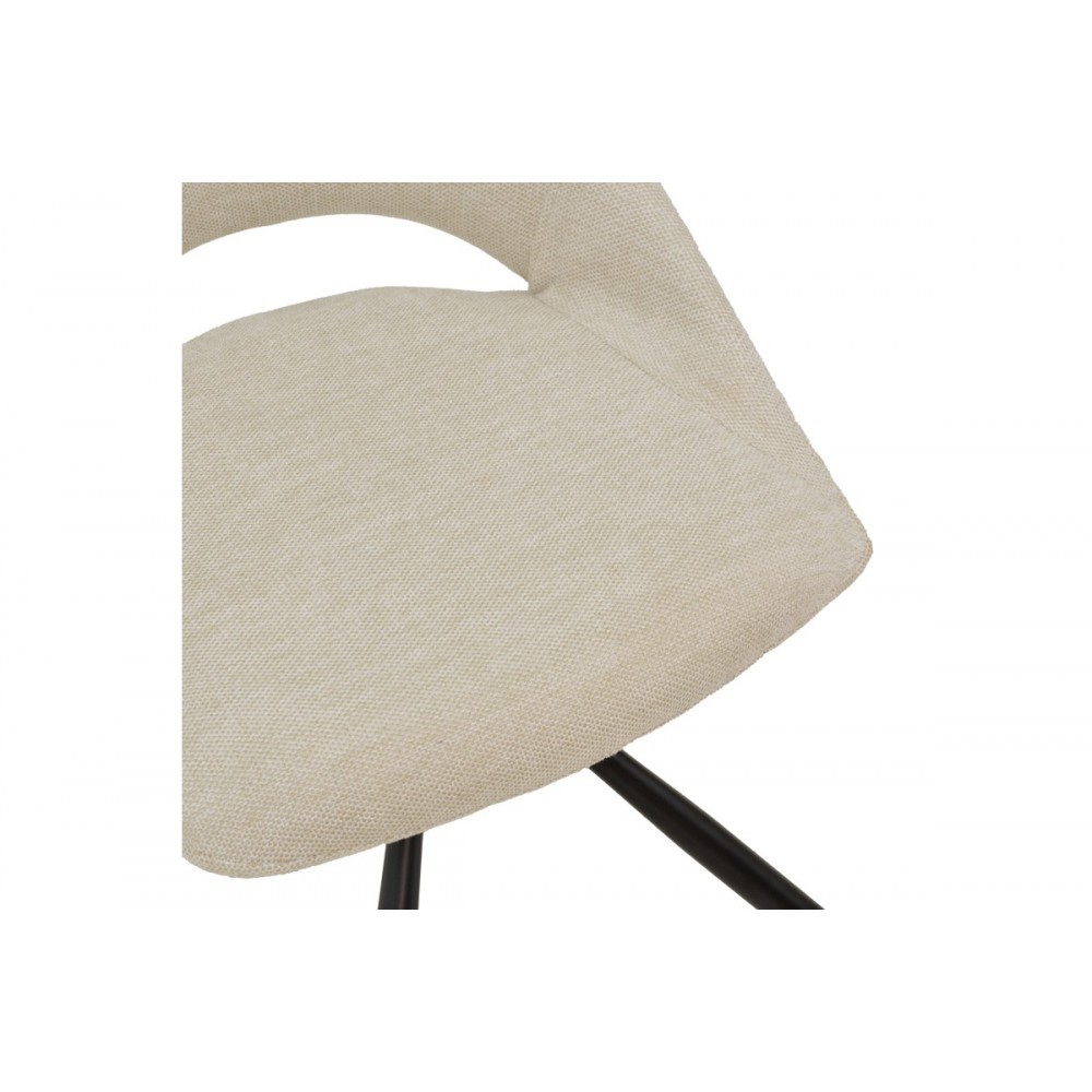 Καρέκλα "LUCIANO" από ύφασμα/μέταλλο σε κρεμ/μαύρο χρώμα 52x58x86
