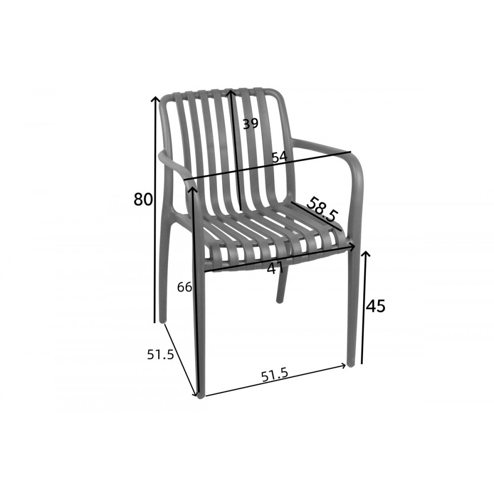 Πολυθρόνα "KARMEN" από pp σε ανθρακί χρώμα 58.5x54x80