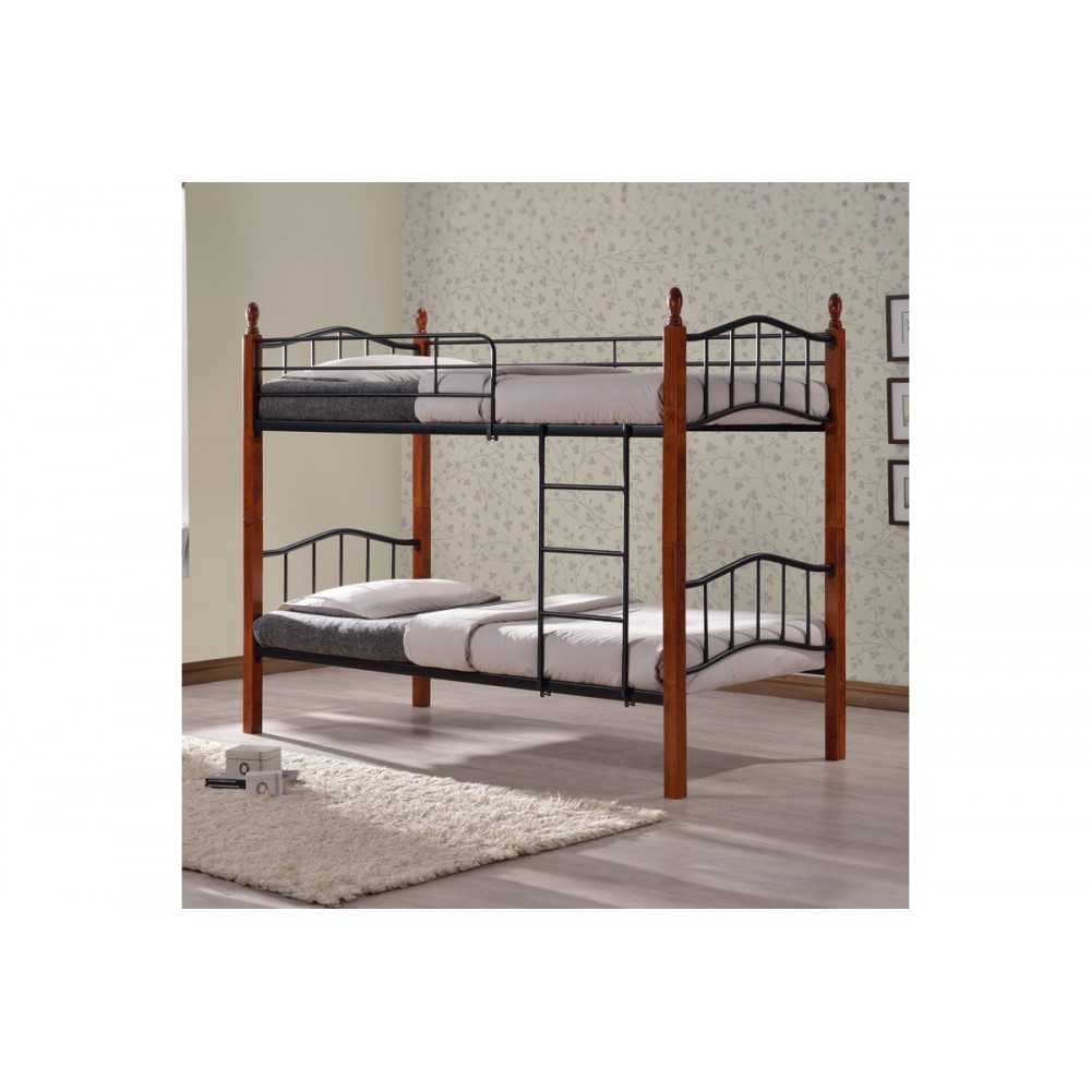 Κουκέτα "HALEYME" από rubberwood/μέταλλο σε καρυδί/μαύρο χρώμα 95x190x157