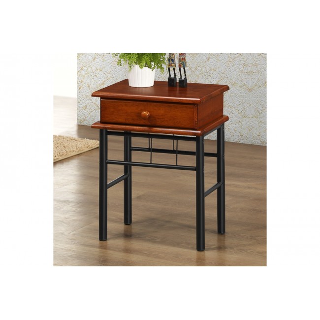 Βοηθητικό τραπέζι "MARCOLE" από rubberwood/μέταλλο σε καρυδί/μαύρο χρώμα 45x33x58