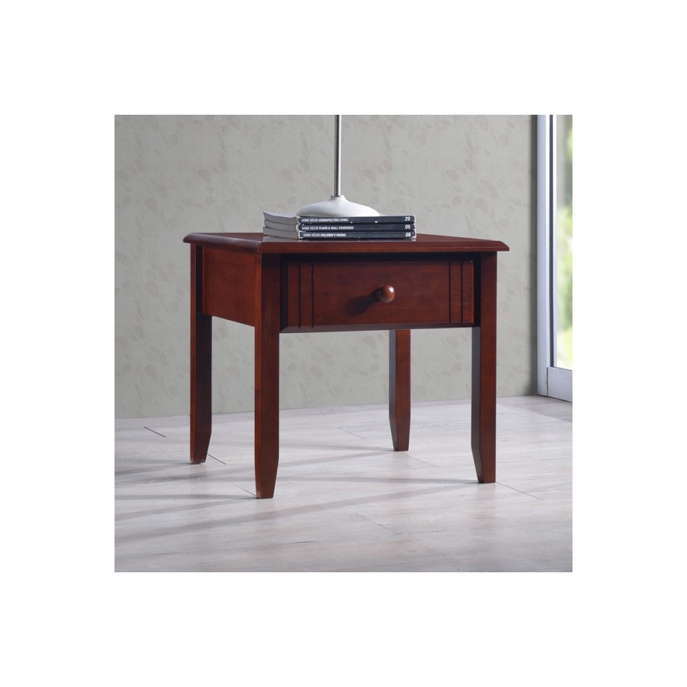 Κομοδίνο "JULIENE" από rubberwood σε καρυδί χρώμα 50x44x46