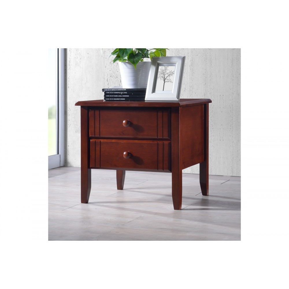 Κομοδίνο "JULIENE I" από rubberwood σε καρυδί χρώμα 50x44x46