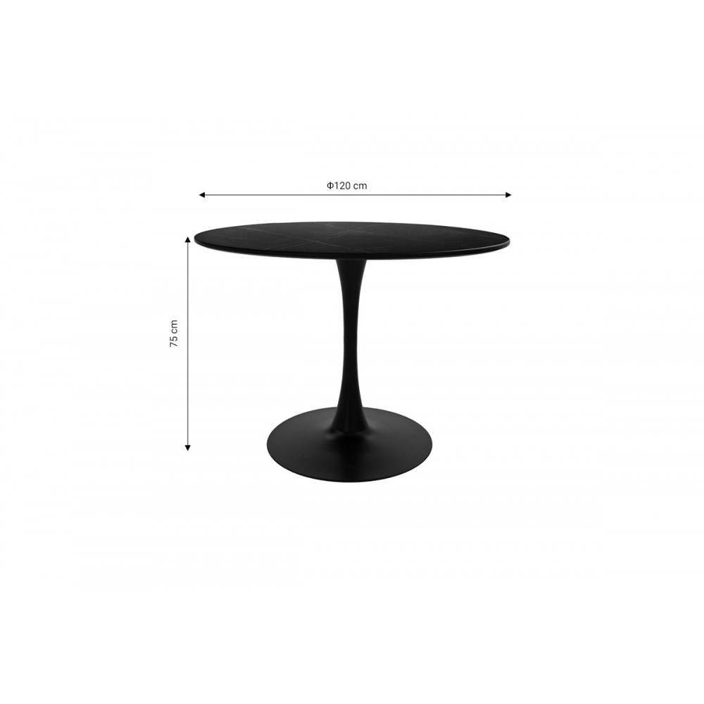 Τραπεζαρία 5τμχ "BALOU I-CARON A" από mdf/pp σε μαύρο/φυσικό χρώμα Φ120x75