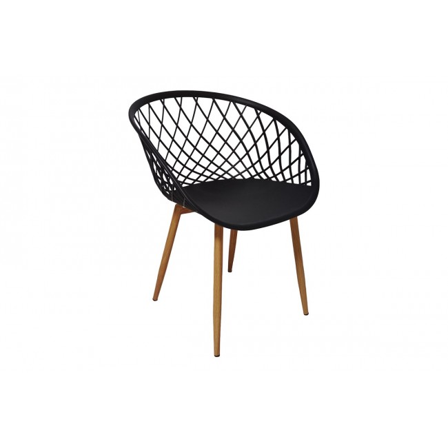 Τραπεζαρία 5τμχ "EZRA-BALOU I" από mdf/pp σε μαύρο/φυσικό χρώμα Φ120x75