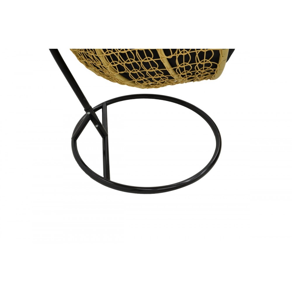 Κούνια "ZAFER" κρεμαστή από μέταλλο/pp σε φυσικό/μαύρο χρώμα 106x103x200