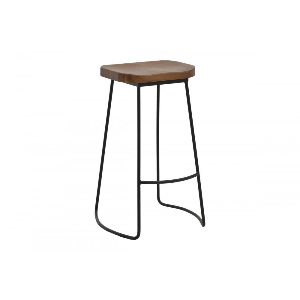 Σκαμπό μπαρ "LAMUL" από ξύλο/μέταλλο σε καρυδί/μαύρο χρώμα 48x42x71