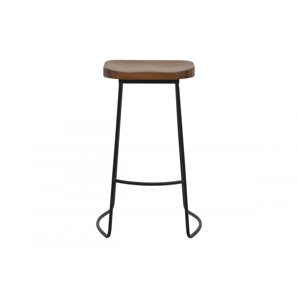 Σκαμπό μπαρ "LAMUL" από ξύλο/μέταλλο σε καρυδί/μαύρο χρώμα 48x42x71