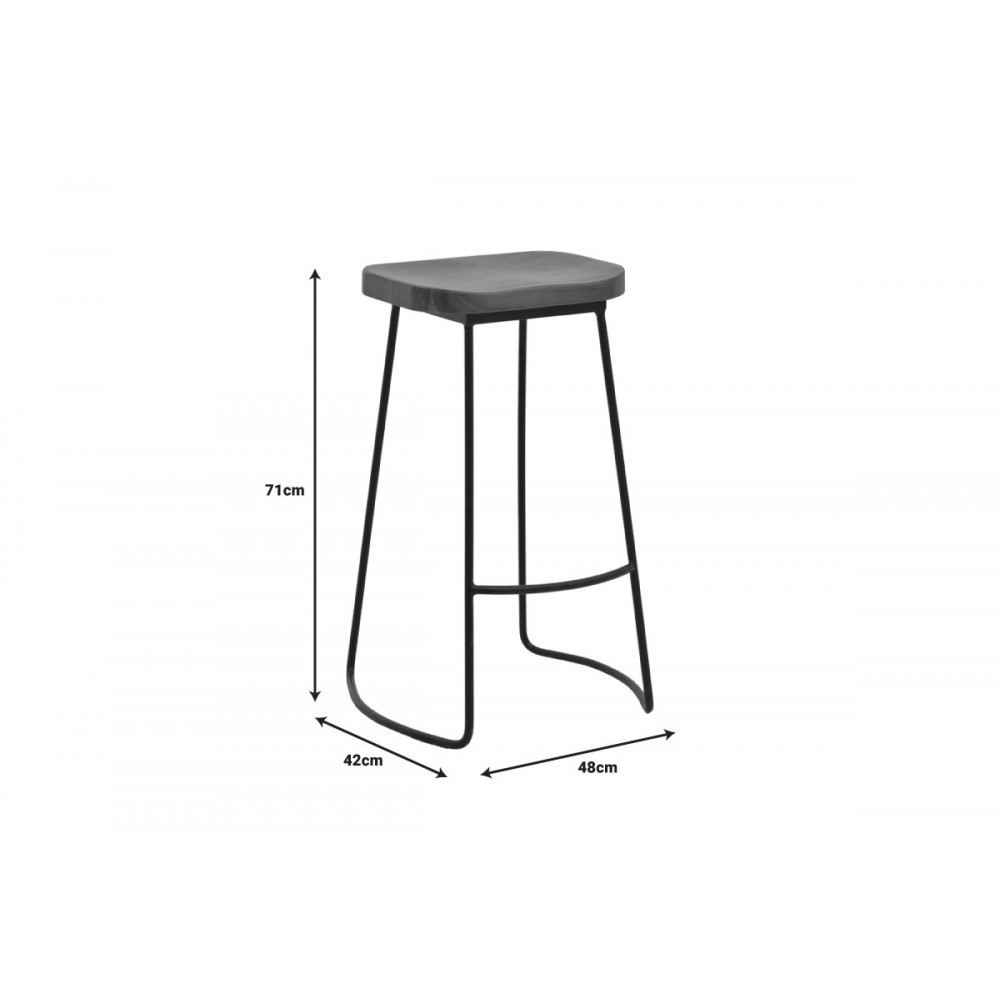 Σκαμπό μπαρ "LAMUL" από ξύλο/μέταλλο σε καρυδί/μαύρο χρώμα 48x42x71