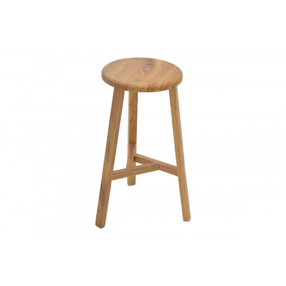 Σκαμπό μπαρ "FABRIO" από ξύλο σε φυσικό χρώμα Φ38x71