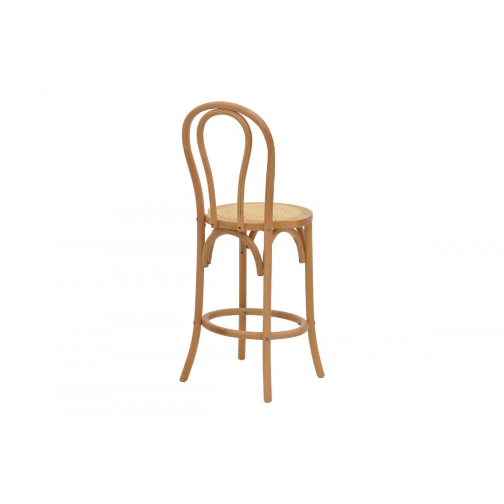 Σκαμπό μπαρ "THONET" από ξύλο/rattan σε φυσικό χρώμα 41x50x105