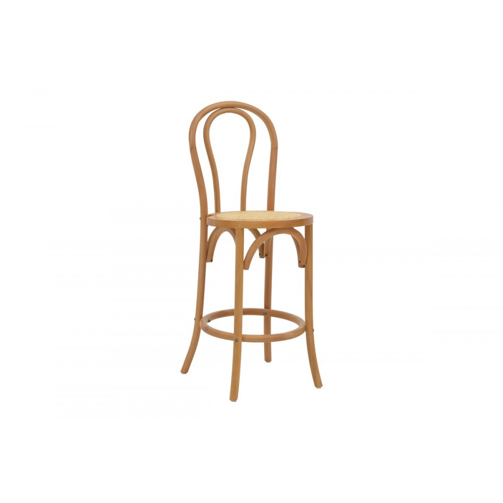 Σκαμπό μπαρ "THONET" από ξύλο/rattan σε φυσικό χρώμα 41x50x105
