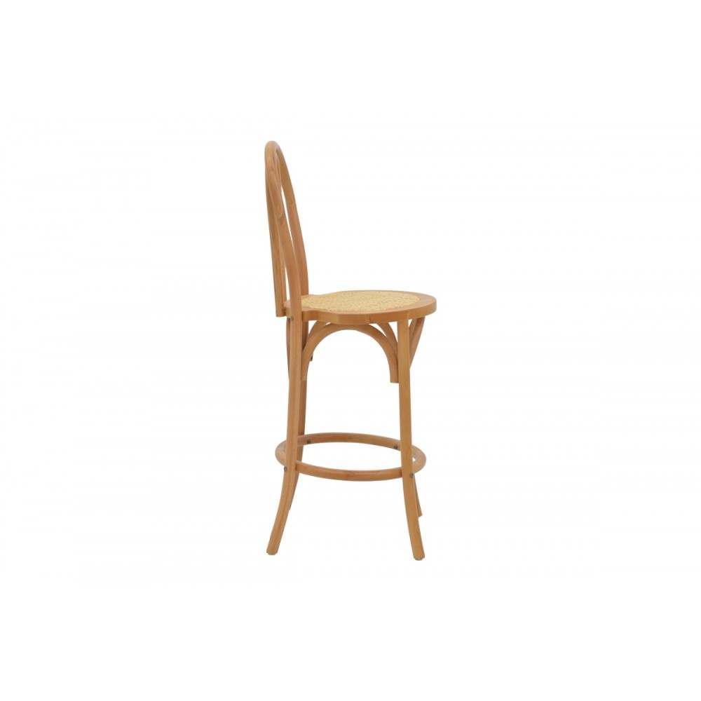 Σκαμπό μπαρ "THONET" από ξύλο/rattan σε φυσικό χρώμα 41x50x105