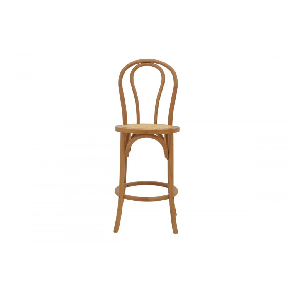 Σκαμπό μπαρ "THONET" από ξύλο/rattan σε φυσικό χρώμα 41x50x105