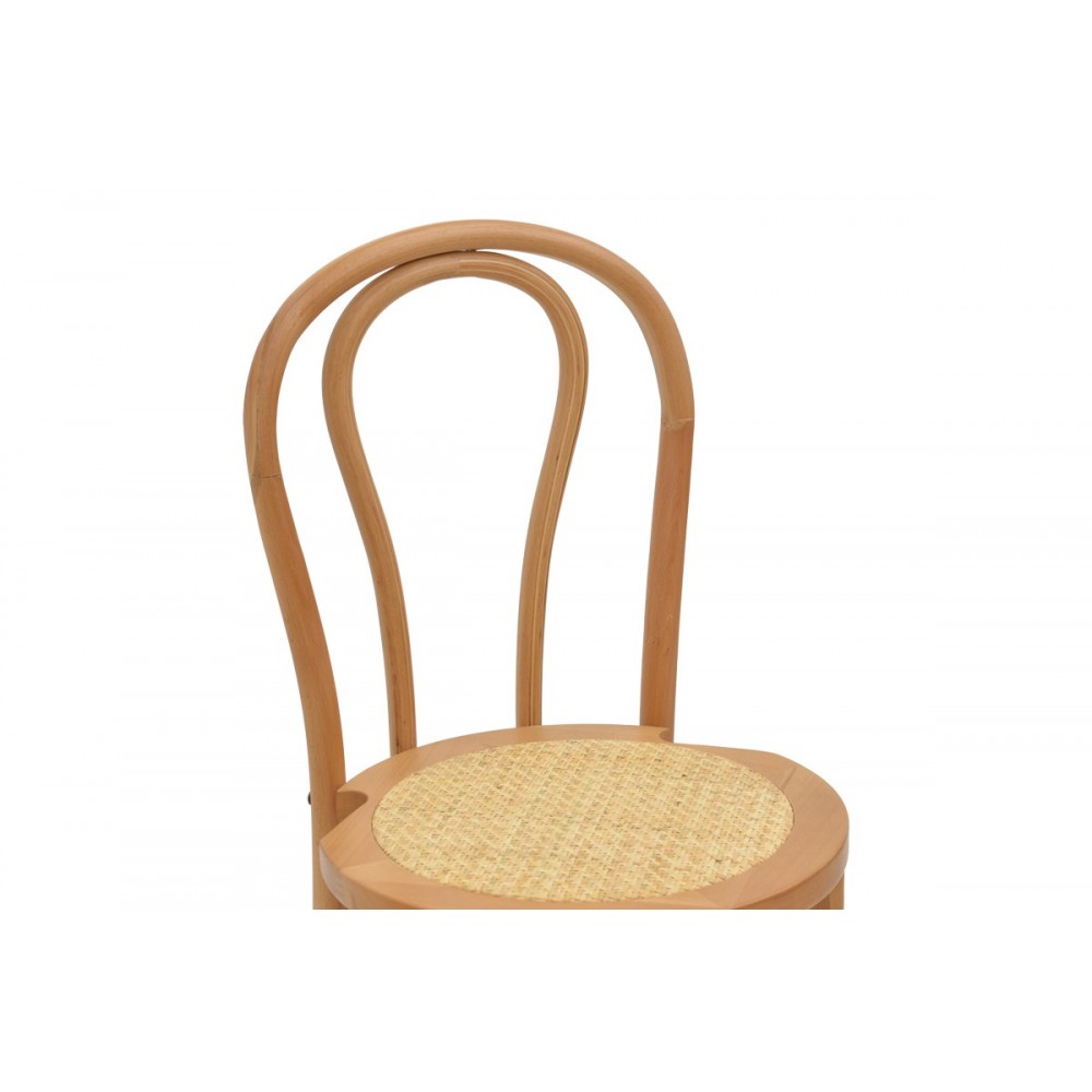 Σκαμπό μπαρ "THONET" από ξύλο/rattan σε φυσικό χρώμα 41x50x105