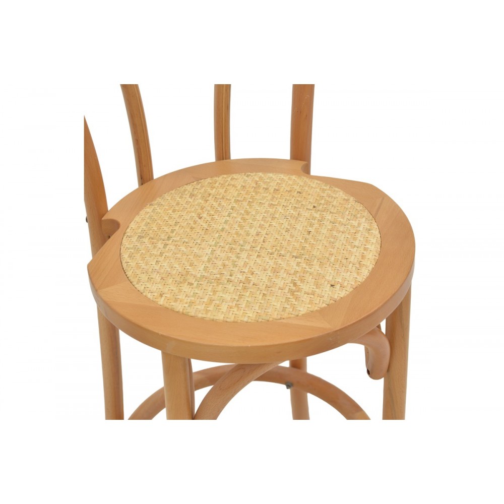 Σκαμπό μπαρ "THONET" από ξύλο/rattan σε φυσικό χρώμα 41x50x105