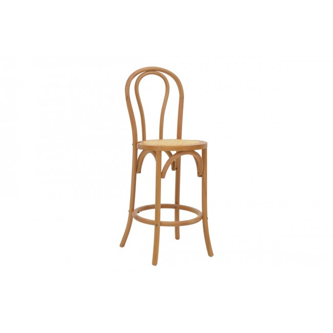 Σκαμπό μπαρ "THONET" από ξύλο/rattan σε φυσικό χρώμα 41x50x105