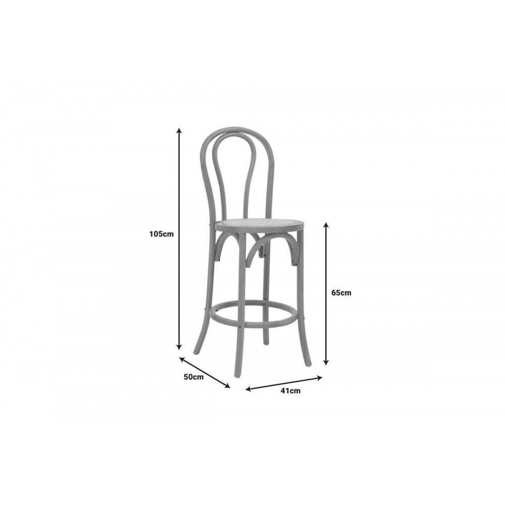 Σκαμπό μπαρ "THONET" από ξύλο/rattan σε φυσικό χρώμα 41x50x105