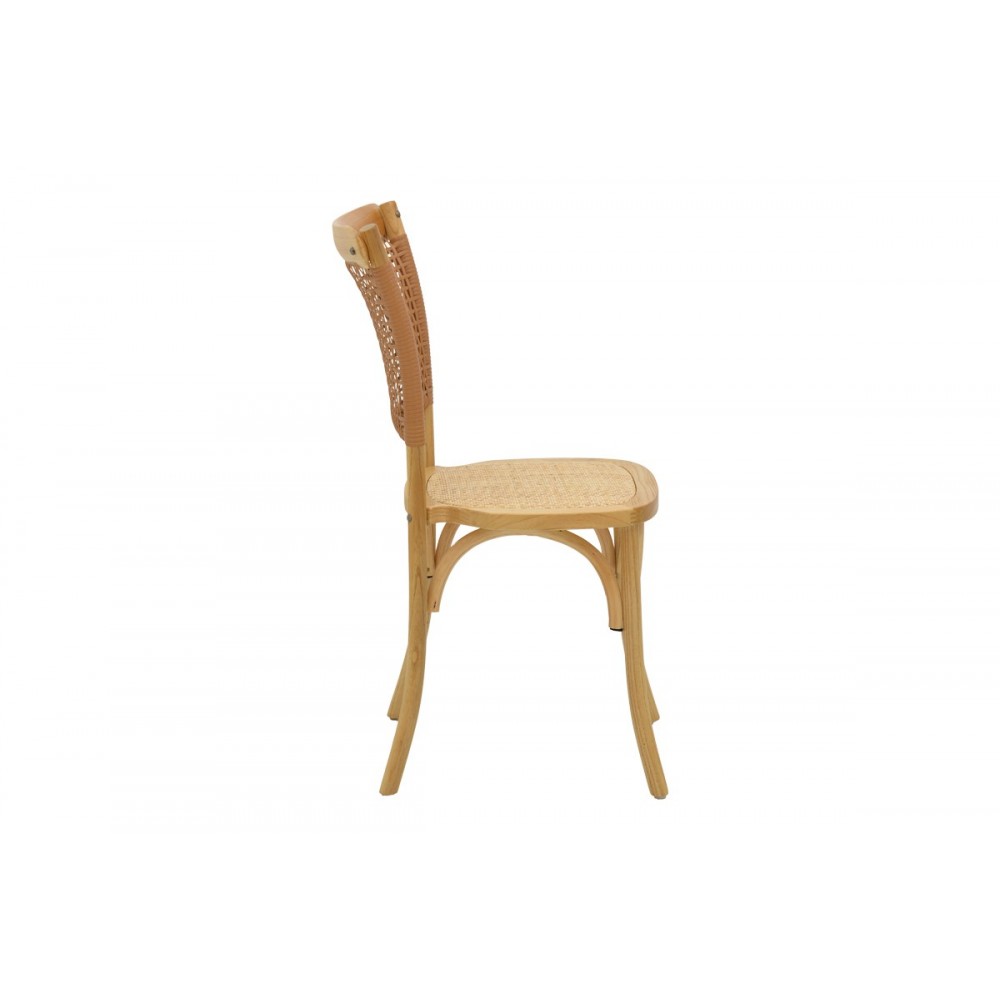 Καρέκλα "KARLEY" από ξύλο/rattan σε φυσικό χρώμα 48x52x89