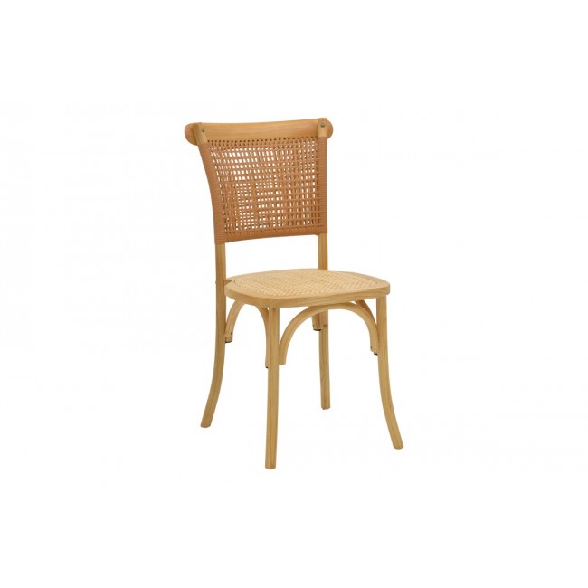 Καρέκλα "KARLEY" από ξύλο/rattan σε φυσικό χρώμα 48x52x89