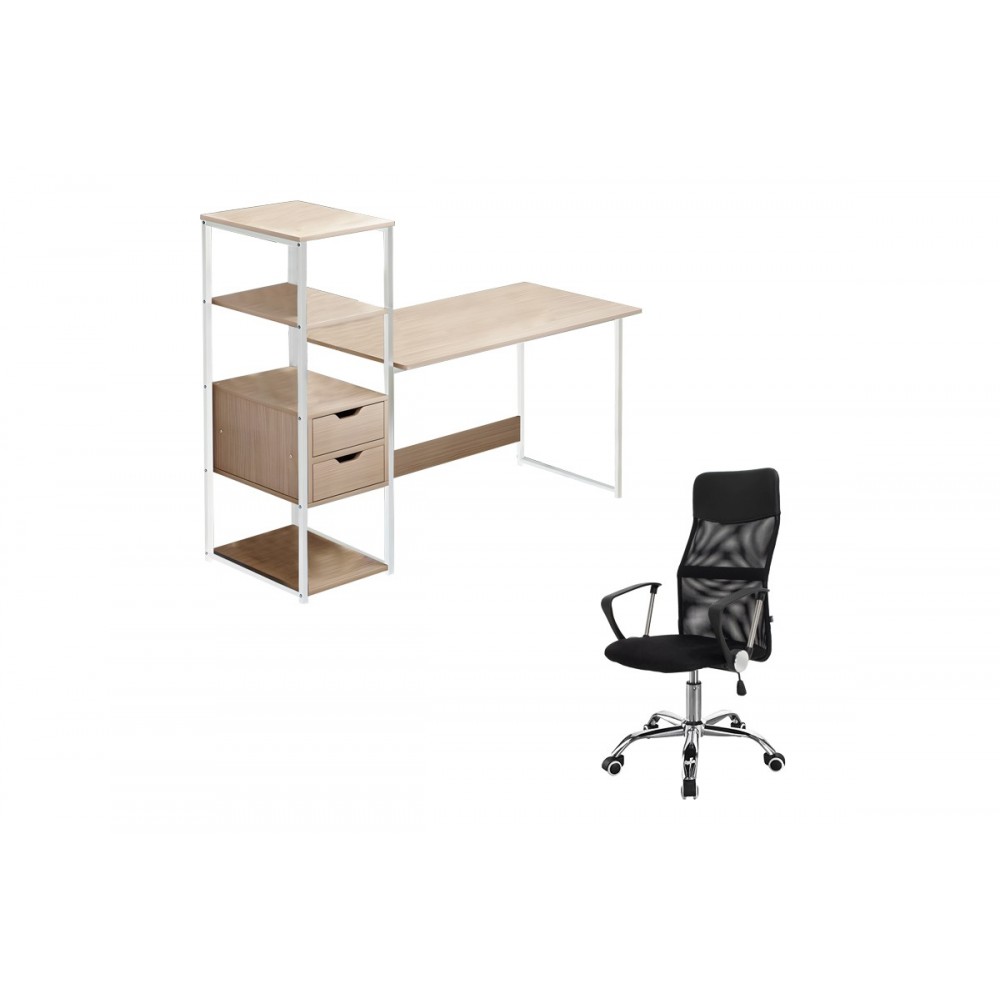 Φοιτητικό πακέτο 2τμχ "JOEZA" σε σονόμα/μαύρο χρώμα 107x40x110