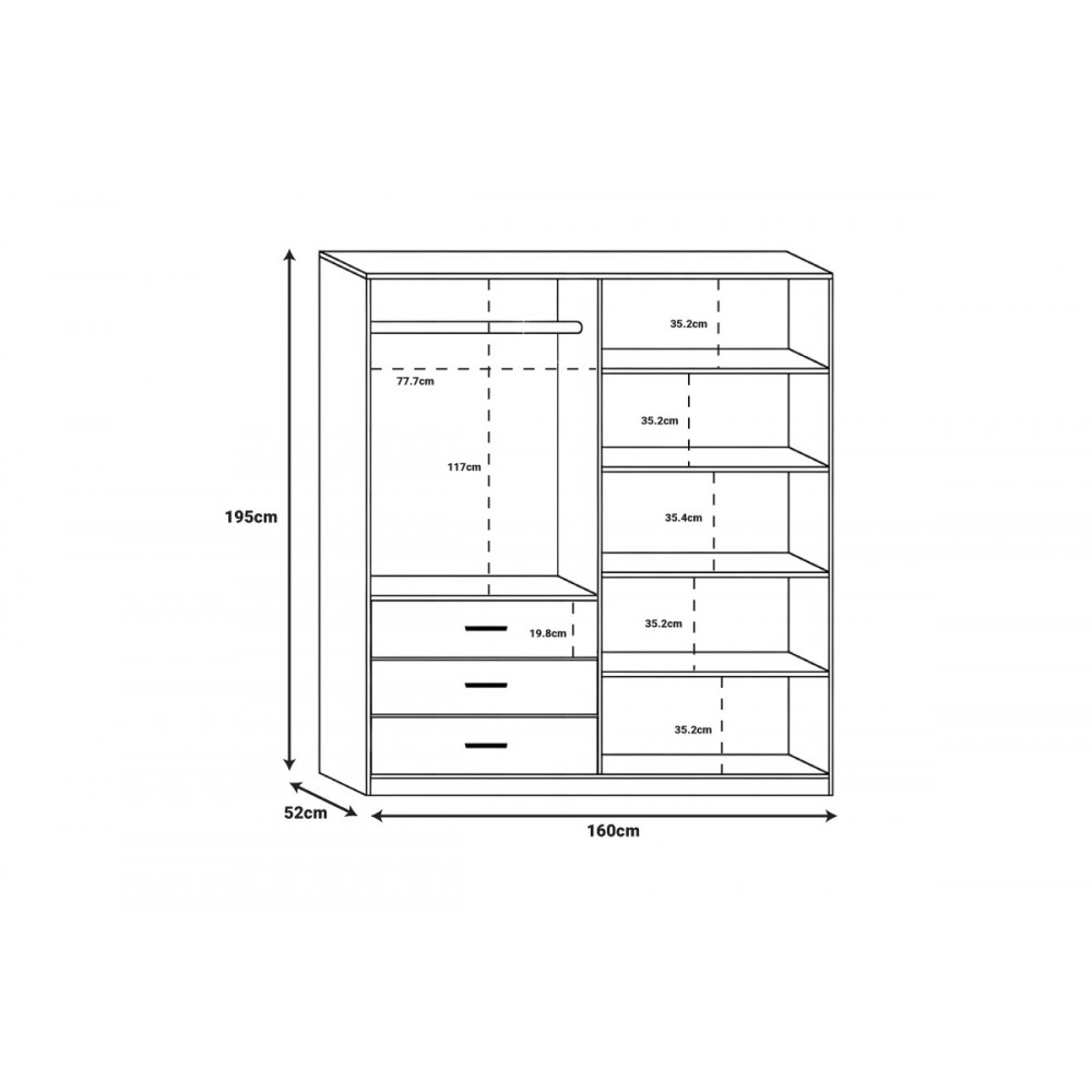Ντουλάπα "NTERY" σε καρυδί/ανθρακί χρώμα 160x52x195
