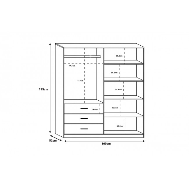 Ντουλάπα "NTERY" σε καρυδί/ανθρακί χρώμα 160x52x195