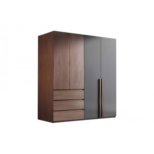 Ντουλάπα "NTERY" σε καρυδί/ανθρακί χρώμα 160x52x195