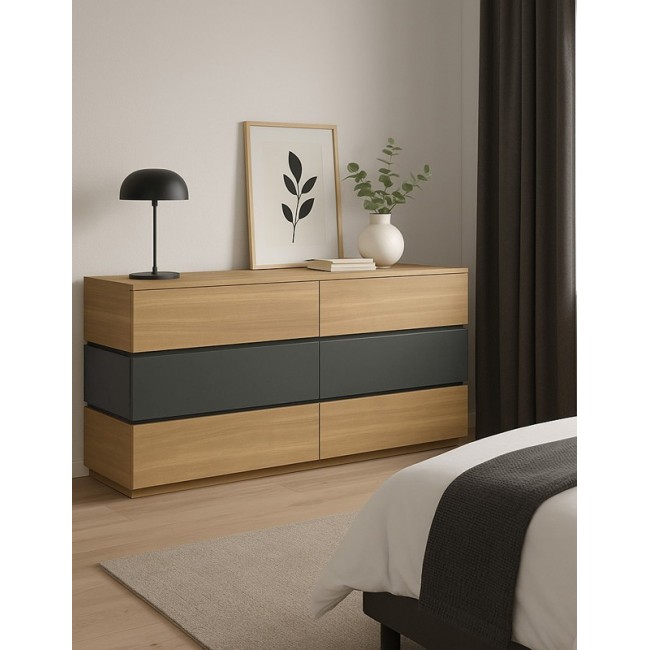 Συρταριέρα "SONLEN" από mdf σε χρώμα ανθρακί/σονόμα 120x40x72