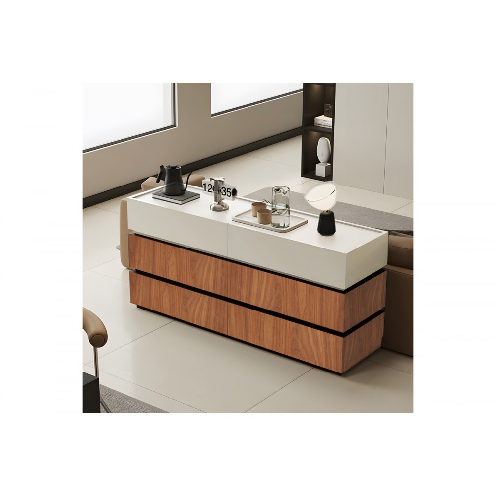 Συρταριέρα "SONLEN" από mdf σε καρυδί/μπεζ χρώμα 120x40x72