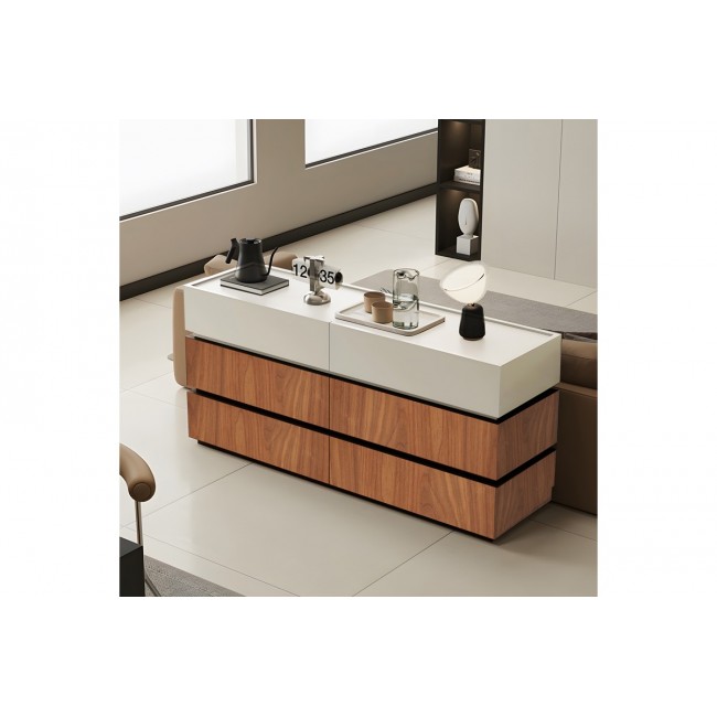 Συρταριέρα "SONLEN" από mdf σε καρυδί/μπεζ χρώμα 120x40x72