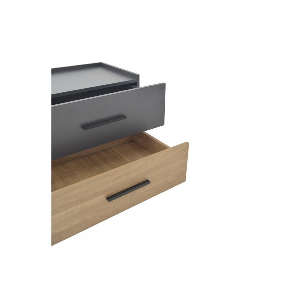 Κομοδίνο "SONLEN" από mdf σε σονόμα/ανθρακί 60x40x44.5