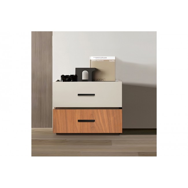 Κομοδίνο "SONLEN" από mdf σε μπεζ/καρυδί χρώμα 60x40x44.5