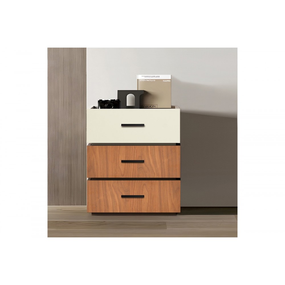 Κομοδίνο "SONLEN" από mdf σε μπεζ/καρυδί χρώμα 60x40x66