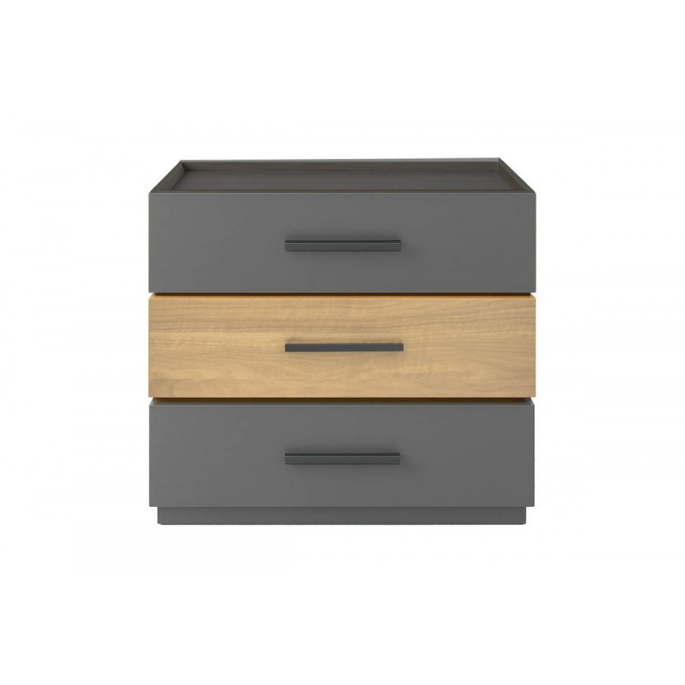 Κομοδίνο "SONLEN" από mdf σε χρώμα σονόμα/ανθρακί 60x40x66