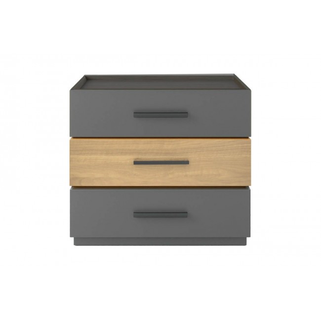 Κομοδίνο "SONLEN" από mdf σε χρώμα σονόμα/ανθρακί 60x40x66