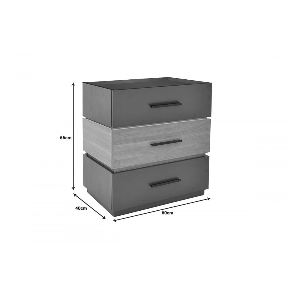 Κομοδίνο "SONLEN" από mdf σε χρώμα σονόμα/ανθρακί 60x40x66