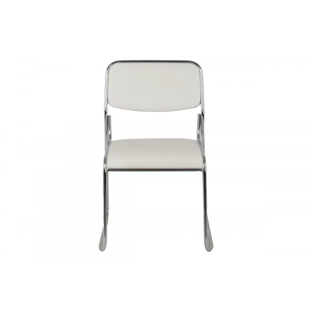 Καρέκλα επισκέπτη "RANDIN" από τεχνόδερμα σε λευκό χρώμα 42x44x77