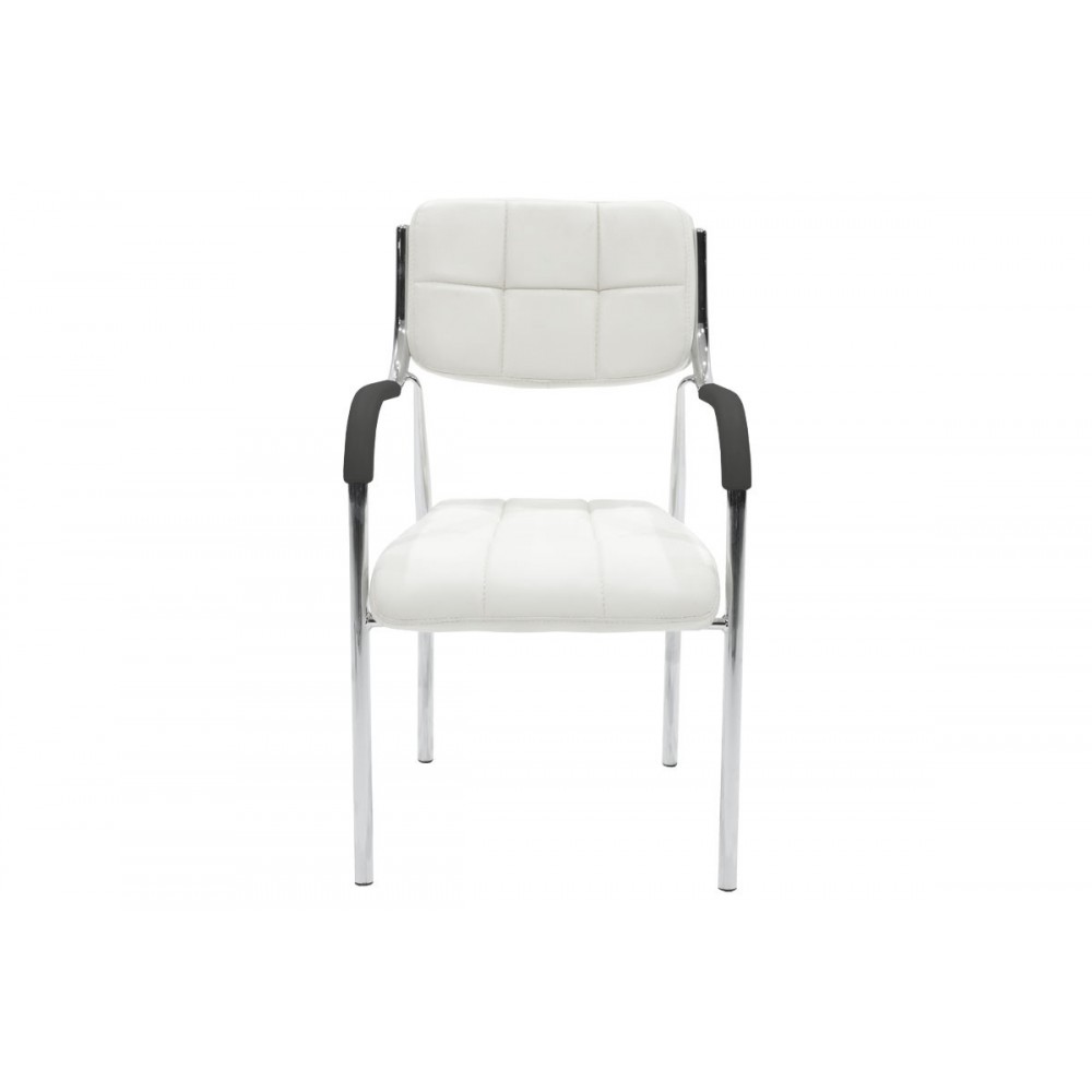 Καρέκλα επισκέπτη "OTLEN" από τεχνόδερμα σε λευκό χρώμα 47x45x87