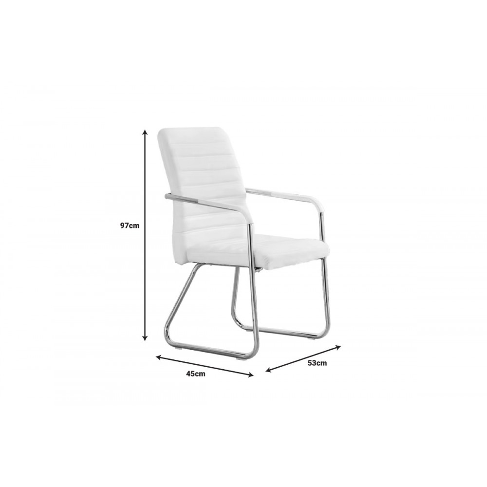 Καρέκλα επισκέπτη "SEFINE" από τεχνόδερμα σε λευκό χρώμα 53x45x97