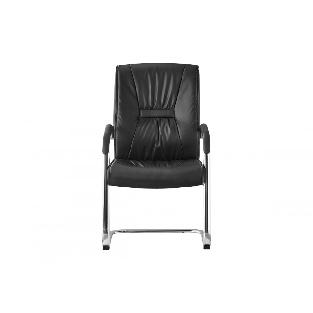 Καρέκλα επισκέπτη "NIOZE" από τεχνόδερμα σε μαύρο χρώμα 57x50x95